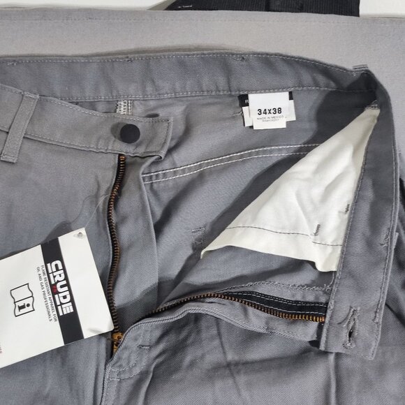 Crude Workwear Pants men's sz W34/L38 grey extra long flame resistant NWT - Picture 11 of 16